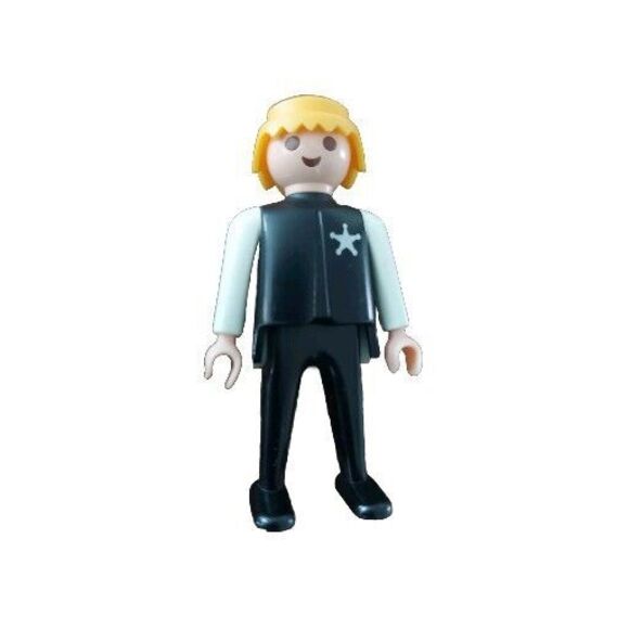 Vintage Geobra Playmobil 1974 Sheriff Figurine with Cape Vtg Minifig Missing Hat - Picture 1 of 7